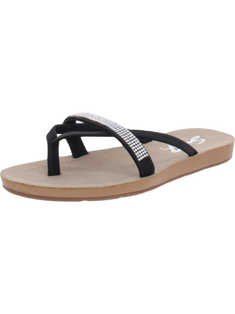Women's Seven7 Bondi Sandals Flip Flops Black Rhinestones NWT Various Sizes